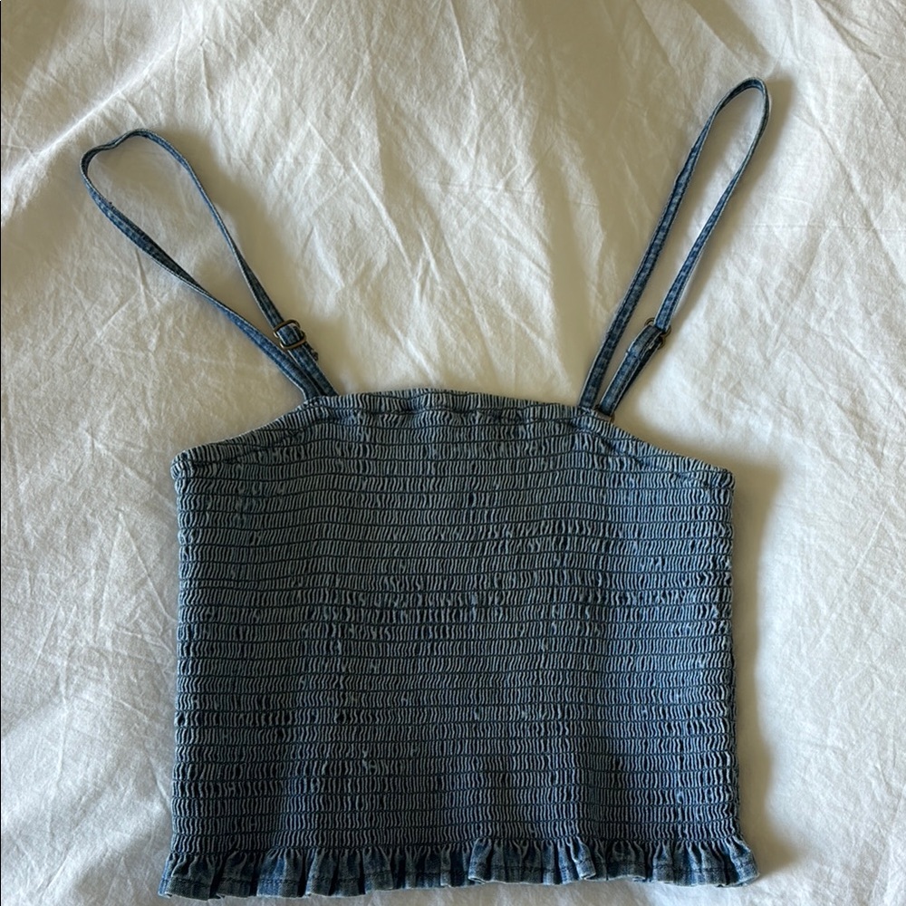 Apiece Apart Smocked Denim Top